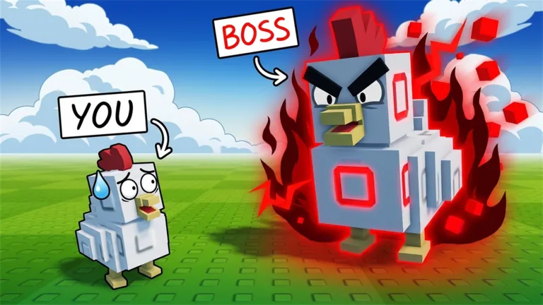 Roblox Grow a Chicken Fighter roster display showing chicken stats and trait inspection